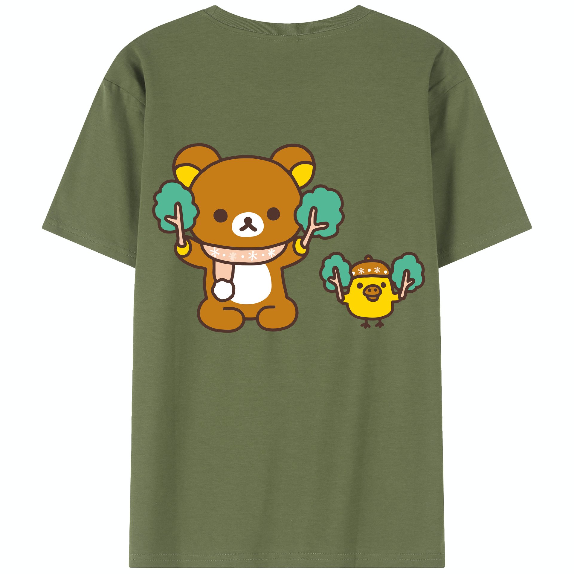 （画像用） リラックマ リラックマ キイロイトリ Rilakkuma Korilakkuma Kiiroitori 綿100％半袖Tシャツ（背面プリント）
